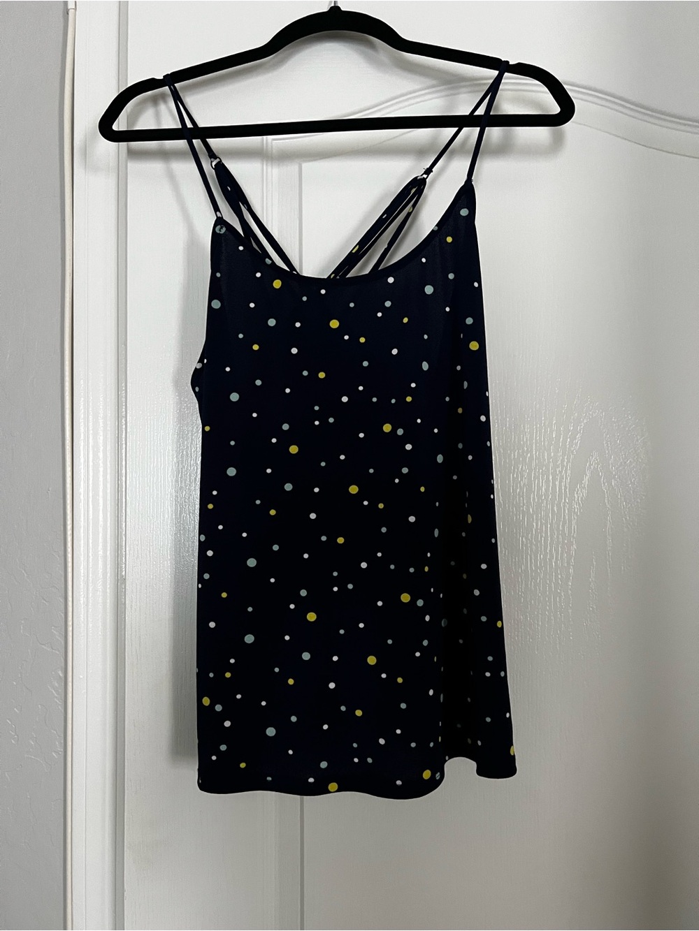 Women’s Navy Polka Dot Spaghetti Strap Cami Top